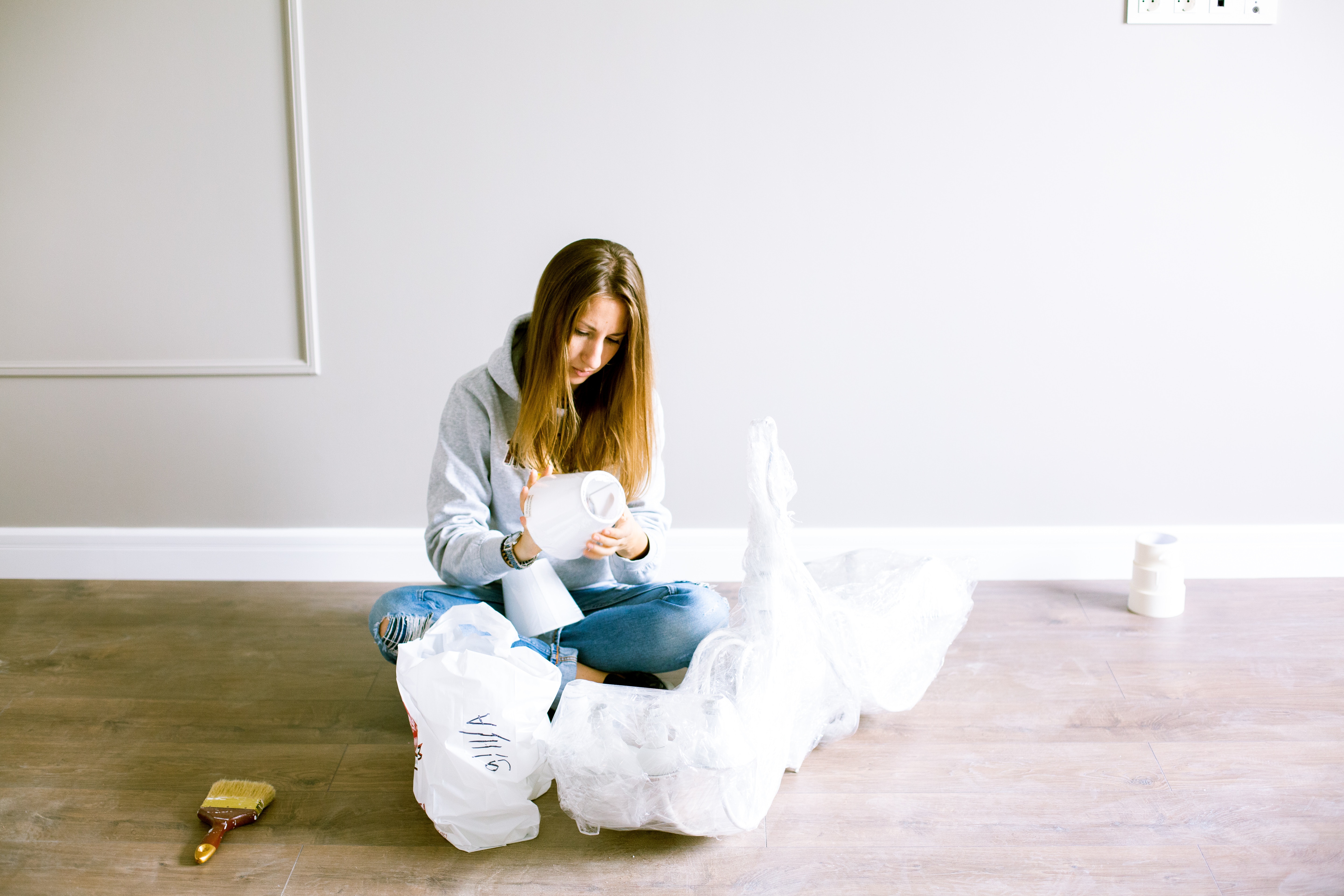 woman packing to move